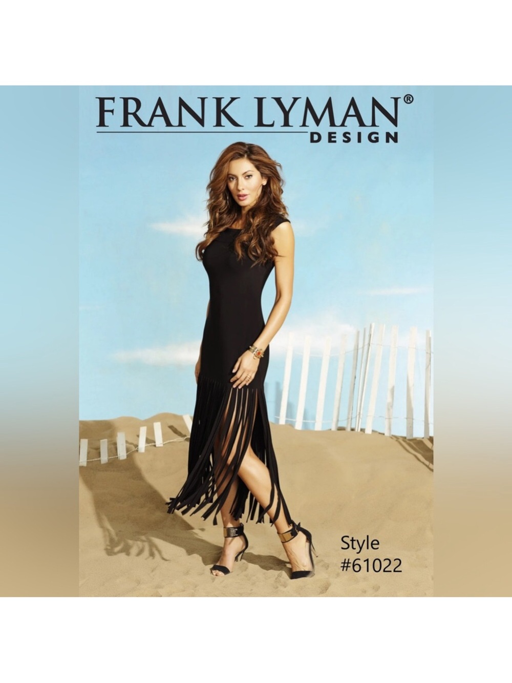 Frank Lyman Design Black Fringe Hem Maxi Dress